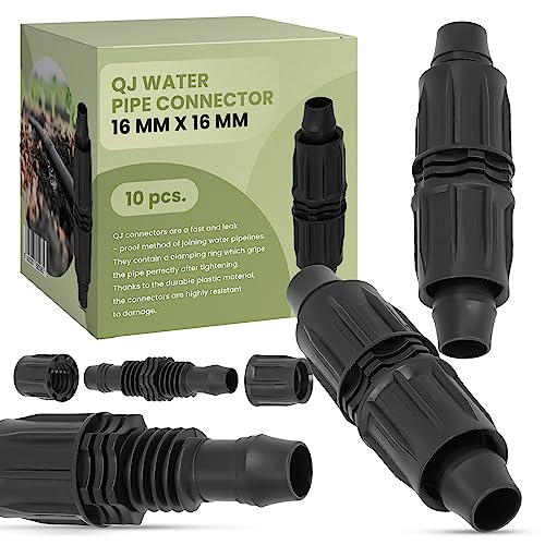 Instalguru 10 Stück Verbinder Stecker QJ für PE 16 mm x 16 mm Rohr Automatische Gartenbewässerung Rasenbewässerungssystem für Garten Schläuche Wasserrohr Garten Wasserleitung Bewässerung System von Instalguru