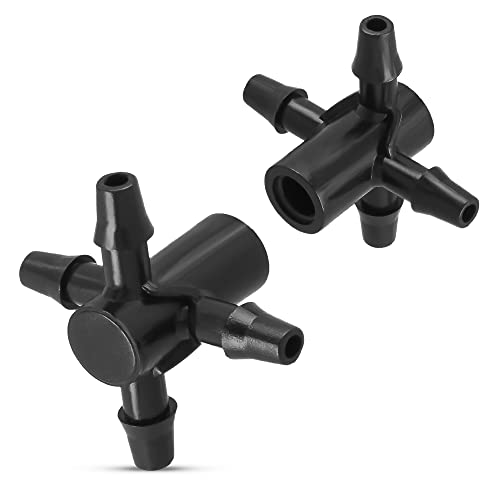 Instalguru 4-Fach Verteiler für Emitter 5mm x 3/5mm x 3/5mm x 3/5mm x 3/5mm Bewässerungsleitung Steckverbinder für Schlauch Bewässerung System Pfeiltropfer Wasserverteiler Microbewässerung für Garten von Instalguru