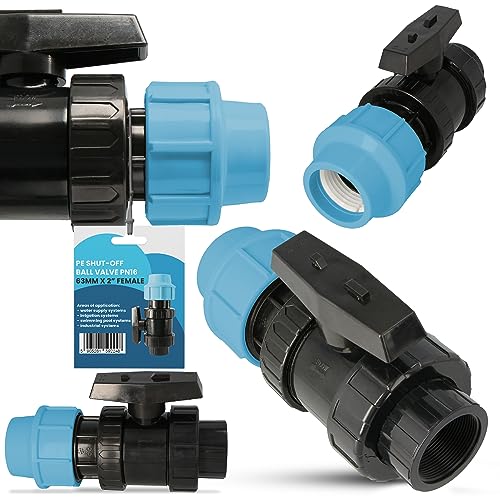 Instalguru PE-Rohr Absperrhahn Kugelhahn PN16 63x2 IG Wassersysteme Garden Bewässerung Pe-Absperrventil Wasserregelventil Bewässerungsrohr-Kupplung PE-Schläuchen von Instalguru