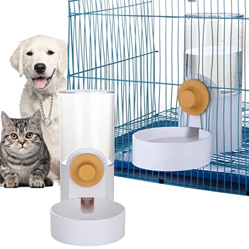 Automatischer Futterspender, Wasserspender, abnehmbarer Käfig zum Aufhängen, für Haustiere, Hunde, Katzen, Kaninchen, Vogel, Welpe (Wasserer, Weiß) von Instenira