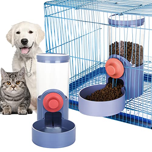 Automatischer Futterspender, Wasserspender, abnehmbarer Käfig zum Aufhängen, für Haustiere, Hunde, Katzen, Kaninchen, Vogel, Welpen, Blau von Instenira