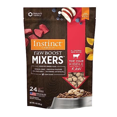 Instinct Raw Boost Mixers, gefriergetrocknetes Hundefutter, getreidefreies Rezept – natürliches Rindfleisch, 170 ml Beutel von Instinct