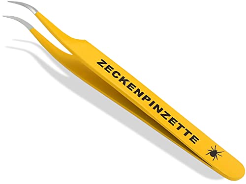 InstrumenteNrw Premium Zeckenpinzette Zeckenzange Edelstahl Zecken Pinzette Hunde Katzen rostfreier Qualitätsstahl (Gelb) von InstrumenteNrw