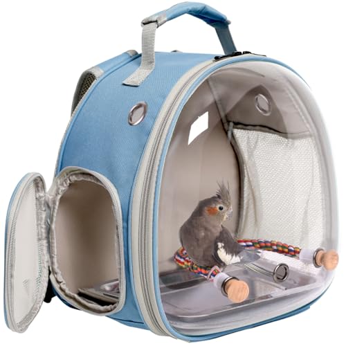 Reiserucksack für kleine Vögel, Käfig, Rucksack zum Transportieren, Rucksackträger mit Metalltablett, Ständer, Sitzstange für Sittiche, Nymphensittiche, Wellensittiche, Tierarzt, Tragetasche, von Interfashioner