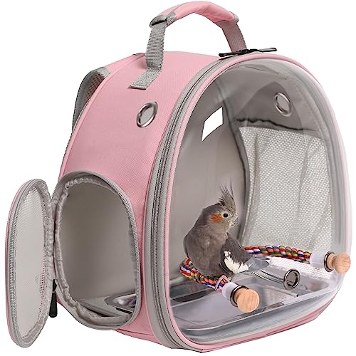 Reiserucksack für kleine Vögel, Käfig, Rucksack zum Transportieren, Rucksackträger mit Metalltablett, Ständer, Sitzstange für Sittiche, Nymphensittiche, Wellensittiche, Tierarzt, Tragetasche, von Interfashioner