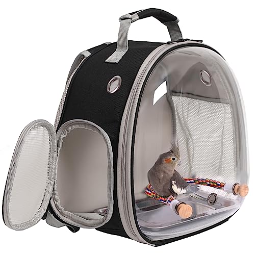 Reiserucksack für kleine Vögel, Käfig, Rucksack zum Transportieren, Rucksackträger mit Metalltablett, Ständer, Sitzstange für Sittiche, Nymphensittiche, Wellensittiche, Tierarzt, Tragetasche, von Interfashioner