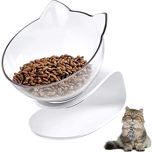 Futternäpfe Katzenfutter, Kreative rutschfeste Basis Doppelschüssel Hundenapf Katzennapf für Futter Wasser für Katze Welpe Hamster Kaninchen Kleine Tiere (1 Clear) von Interior Pro