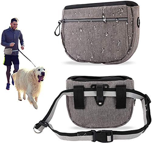 Interior Pro Futterbeutel Hunde,Futterbeutel Hundetraining,Leckerlitasche für Hunde Wasserdicht,Hunde Futterbeutel Verstellbarer Riemen,Tasche für Hundespielzeug-4 Möglichkeiten zu Tragen(Grau) von Interior Pro