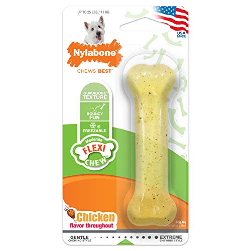 Nylabone, Mässiger Kauknochen für Hunde, Flexibler Kauknochen, Hühnergeschmack, klein, geeignet für Hunde bis zu 11kg von Nylabone