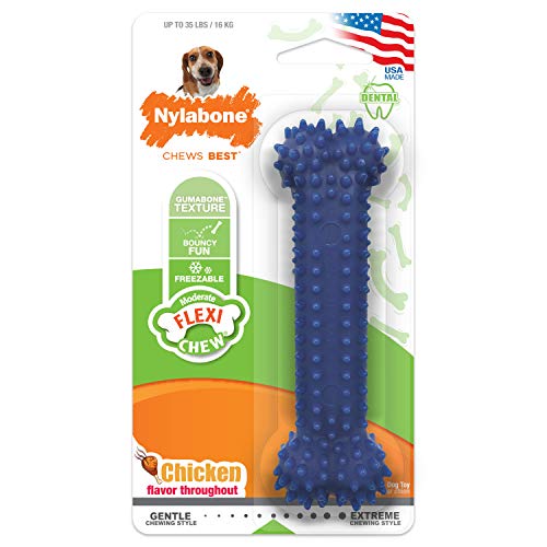 Nylabone, mässiger dentaler Kauknochen für Hunde, flexibler Kauknochen, Hühnergeschmack, mittel, geeignet für Hunde bis zu 16 kg von Nylabone