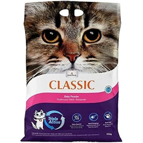 INTERSAND Classic Katzenstreu, Babypuder, Duft dreifach wirkend, 14 kg von Intersand