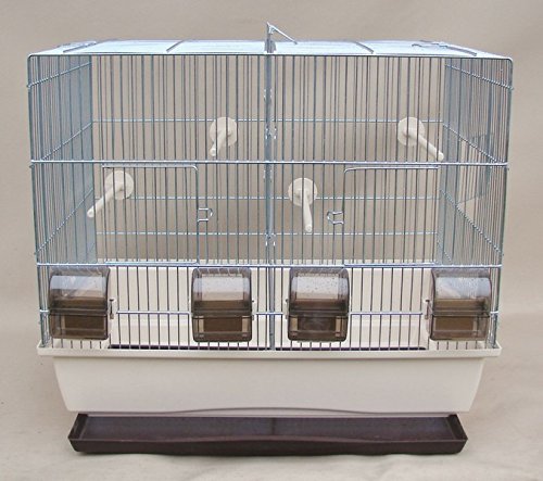 Vogelkäfig,Wellensittichkäfig,Exotenkäfig Vogelbauer Wellensittich Kanarien Vogelhaus Käfig Messi beige Schale Aufzuchtkäfig, Teilbarer-Käfig neu mit Schub von Interzoo