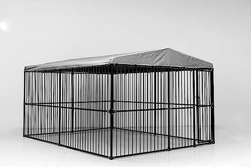 InTheMarket Hundegehege mit Stahlstange, elegantes und robustes Hundegehege, mehrere verschiedene Größen erhältlich, inkl. Dachabdeckung, 2 x 3 m, 3 x 3 m, 4 x 3 m, Größe: 4 x 3 m von IntheMarket