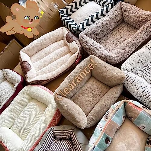 Intohou Hundebett, beruhigendes Sofa, Anti-Angst, flauschiges Katzenbett, Kaninchen-Haustierbett, Matratze, französische Bulldogge, Hundebett für die Box (L-60 x 40 cm, zufälliger Stil) von Intohou