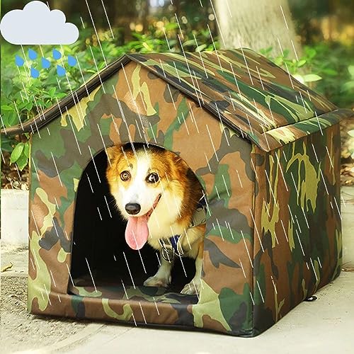 Intohou Outdoor-Hundebett, wasserdicht, für den Innenbereich, tragbares Hundebett mit Dach, Camping-Hundebett mit Baldachin, unzerstörbar und robust, Hundebett, Höhlen-Hundebett (klein, grün) von Intohou