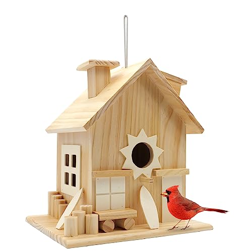 Intoo Lifes Vogelhaus mit Kameratasche für den Außenbereich mit Stange – Vogelfutter-Kameratasche für außen, blaue Vogelhaus-Kameratasche für den Garten, Holz-Vogelbox: ideales Geschenk für von Intoo Lifes