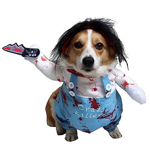 Invaxe Hunde Katze Halloween Cosplay-Kostüm, Neuheit Halloween Weihnachtskostüme für kleine mittelgroßen großen Hunden Katzen Für Party Welpenkostüme beängstigende gruselige Bekleidung (01-XL) von Invaxe