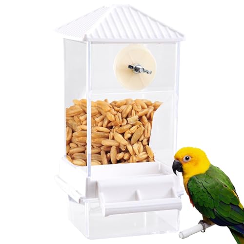 Automatischer Vogelfeeder, große Kapazität, Futterspender für Käfig und Außenbereich, Anti-Spill-Feeder mit abnehmbarer Tray für Vögel, 11,9 x 9,9 x 17,9 cm von Iouyjiu