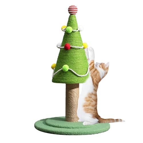 Cartoon Christmas Tree Scratching Post for Cats | Sisal Cat Scratch Tree with Decorative Holiday Ornaments | Festive Indoor Scratching Board for Kittens & Adult Cats | Cute Cat Furniture von Iouyjiu