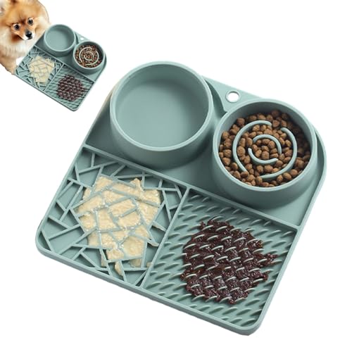 Dog Licking Mat with Suction Cups, Slow Feeding Puzzle Mat for Pets, Silicone Treat Pad for Anxieties and Digestion Support, Spread Soft Food or Treats, 8.07x8.07x1.38 Inches von Iouyjiu