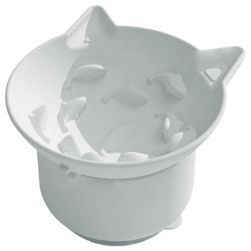 Elevated Cat Bowl, Tilted Cat Bowl, Adjustable Cat Dish, Cat Food Bowl with Ergonomic Tilted Design 5.43x5.12x3.54 Inches for Kittens, Fat Faced Cats, and Small Dogs (1 Piece) von Iouyjiu