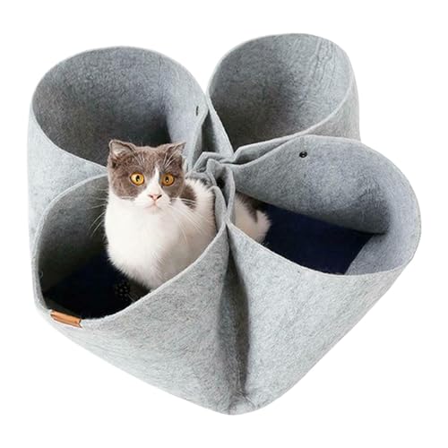 Folding Cat Tunnel, Foldable Kitten Tunnel, Felt Hideplace Cat, Interactive Cat Tunnel with Portable and Space Saving Design 24.8x24.8x9.84 Inches for Small to Large Cats (1 Piece) von Iouyjiu