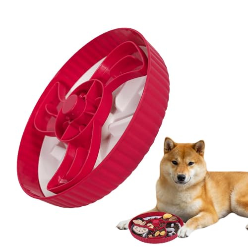 Interaktives Feeding Bowl, Slow Feeder Dog Bowl, rutschfestes Design, fördert gesundes Eating, Lebensmittelqualität, für kleine und große Hunde, 25,5 x 25,5 x 6,5 cm, Rotgraublau von Iouyjiu