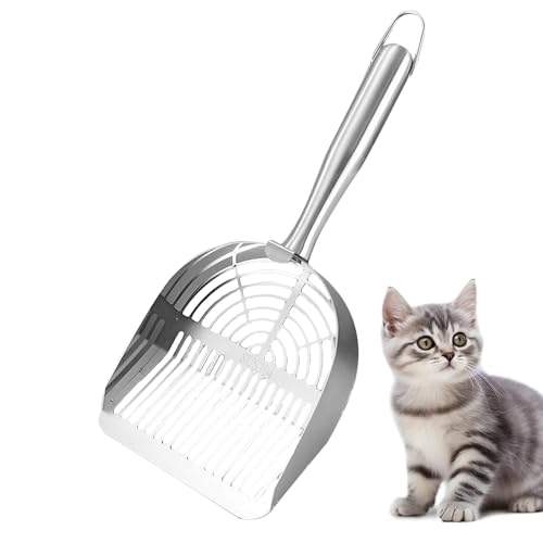 Iouyjiu Cat Litter Scoop, Stainless Steel Poop Sifter, Ergonomic Non-Slip Handle, Hollow Sand Scooper, Durabless Metal Litter Cleaner for Multiple Cats, 32.5x13.5x4cm Stainless von Iouyjiu