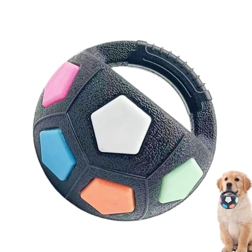 Iouyjiu Dog Chew Ball, Interactive Squeaky Toy, Tough Rubber Fetch Ball, Bite-Resistant Design, M/L Dogs, Training and Play, Dog Engaged for Hours, 284g Transparent Schwarz von Iouyjiu