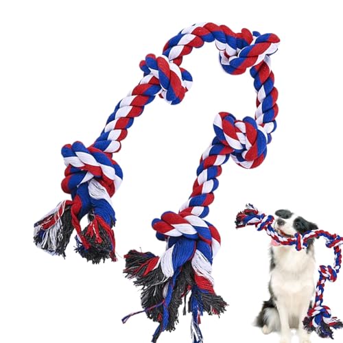 Iouyjiu Dog Rope Toy, Heavy-Duty Chew Toy, Teething Relief, Durable Cotton Fibers, Interactive Tug-of-War for Medium and Large Breed Dogs, 90x5x5cm 730g Blue White Red von Iouyjiu