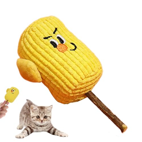 Iouyjiu Engaging Cat Teaser Toys, Safe Corn Cob Catnip Toy, Teeth Cleaning Plush Kitten Stuffed Toy, Cat Chew Stick Ith Plush Kitten Stuffing and Teeth Cleaning Chew Stick for Hunting, Chasing von Iouyjiu