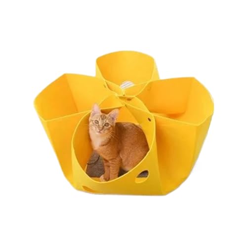 Katzen-Tunnel, Donut-Katzennest, Kitten Playground Bed mit abnehmbarem Design für Kittens, Puppies, Gold für kleine Tiere, 33,7 x 33,78 x 1,97 cm von Iouyjiu