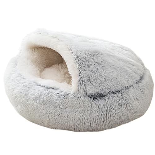 Katzenbett Mit Kapuze, Bequemes Haustierbett, Weiches Plüsch-Katzenbett, Warme Katzenbetten Für Den Innenbereich Mit Bequemem Und Weichem Plüsch-Design Für Innenkatzen Zum Kuscheln Und Schlafen von Iouyjiu