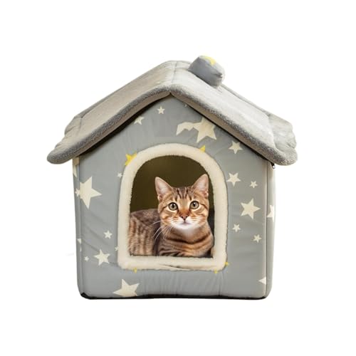 Katzenhaus mit Katzenhaus, weiches Katzenhaus, für den Innenbereich, tragbares Katzenhaus, Katzenhaus für kleine Räume, Katzenhaus für große Katzen von Iouyjiu