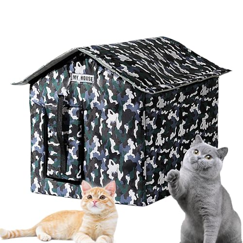 Katzenunterschlupf Im Freien, Wetterfestes Katzenbett, Abnehmbarer Katzenunterschlupf, Sonnenbeständiges Katzenbett Mit Abnehmbarem, Sonnenbeständigem Kissenbett 14,17 X 12,6 X 14,57 Zoll von Iouyjiu