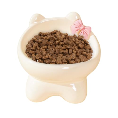 Keramik-Katzenschüssel, Tilted Pet Bowl, ergonomisch, geraute Katzendiste, rutschfeste Katzenschüssel mit einer 15-Grad-Drehung und ergonomischem Keramikmaterial für Katzen und kleine Hunde (1 Stück) von Iouyjiu