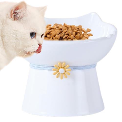 Keramik-Katzenschüsseln, erhöhtes Katzenfutter mit Tilt, rutschfestes Katzenfeedingstation, Anti-Vomit für den Innenbereich, Katzen, Dining-Zubehör, 5,63 x 3,7 x 5,04 cm, für Katzen und Katzen von Iouyjiu