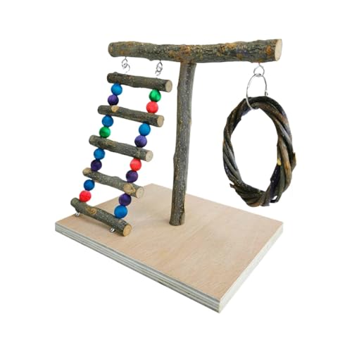 Parrot Playground, Natural Wood Parrot Perch, Parrot Cage Playstand, Bird Play Stands, Tabletop Parrot Perch, Parrot Training Playground, Bird Cage Toys, Cockatiel Perch for Cockatiels von Iouyjiu