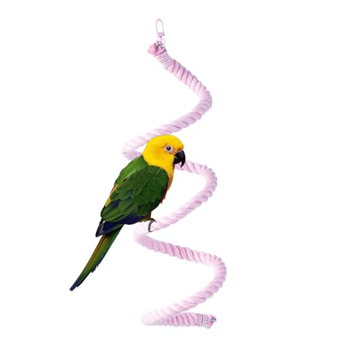 Parrot Rope Perch, flexibler Baumwollvogel-Stand, buntes Kauspielzeug, verstellbare Ladder, perfekt für Papageien, Macaws, Cockatiel und andere Vögel, Pink Purple Green, 41,3 Zoll von Iouyjiu