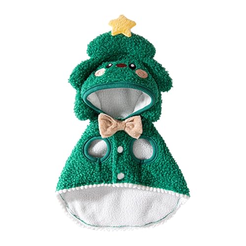 Pet Christmas Clothes, Christmas Pet Dress Up, Winter Warm Pet Outfit, Cozy Cat Dog Christmas Cape, Cute Cartoon Hat for Pets, Festive Pet Apparel for Christmas, Dog and Cat (Green, Brown) von Iouyjiu