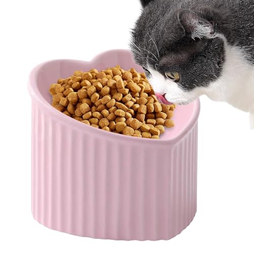 Pet Food Bowls, Ceramic Inclined Pet Water Bowl, Elevated Porcelain Pet Feeder Bowl, Pet Bowls, Raised Cat Feeding Bowl for Medium and Small Pets (Green, Pink, Light Green, White) von Iouyjiu