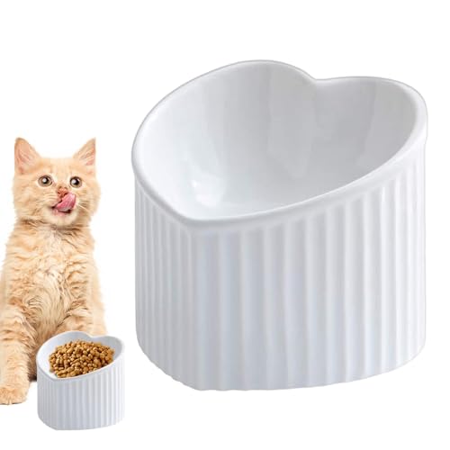 Pet Food Bowls, Ceramic Inclined Pet Water Bowl, Elevated Porcelain Pet Feeder Bowl, Pet Bowls, Raised Cat Feeding Bowl for Medium and Small Pets (Green, Pink, Light Green, White) von Iouyjiu