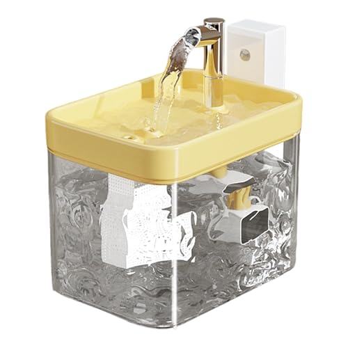 Pet Water Fountain, Pet Drinking Fountain, 1.5L Silent Pet Fountain, Automatic Water Dispenser 16 x 11.5 x 12cm/6.3 x 4.53 x 4.72 for Pets, Dogs, Cats (Yellow, White) von Iouyjiu