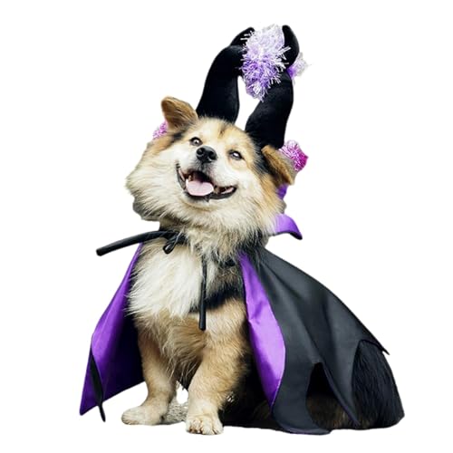 Puppy Halloween-Kostüme, Katze, Cloak Witch Hat, skin-Friendly Dog Kostüme, Halloween, Hundekleidung, Witch Dog Kostüm, bequeme Hundekostüme für Halloween, Party, Fotografie von Iouyjiu