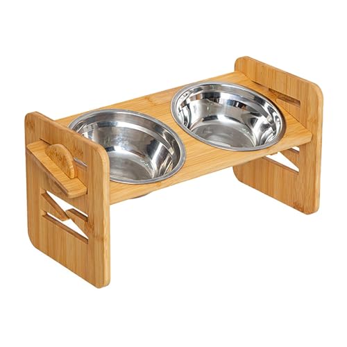 Raised Dog Bowls with Adjustable Height, Elevated Pet Food and Water Bowls, Tilted Double Stainless Steel Dog Bowls, Erhöhte Schalen für kleine Hunde und Katzen, verstellbare Haustierschüssel für von Iouyjiu