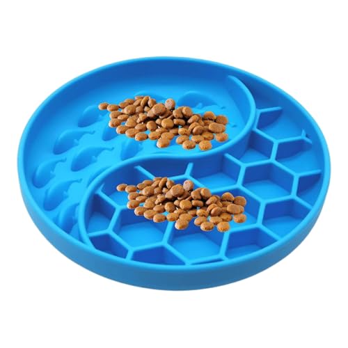 Rutschfestes Silikon Slow Feeder Dog Bowls | Puzzle-Design zum Slow Eating & Prevent Choking | Ideal für kleine & mittlere Brötchen | Non-Slip Dog Dishes for Healthier Meals von Iouyjiu