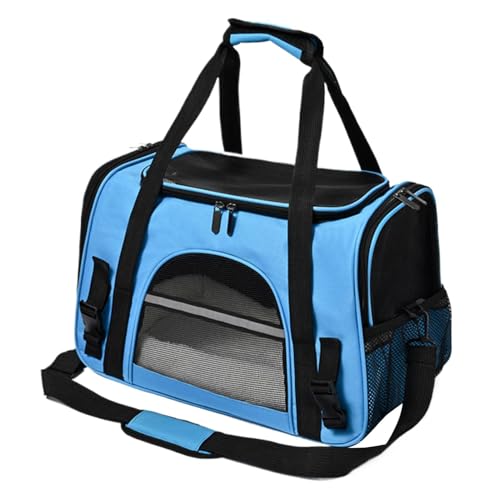 Sleek Design Dog Carrier Bag, Sturdy Pet Carrier, Breathable Small Pet Carrier, Tragbare Puppy Carriers Bag 44 x 29 x 26 cm für kleine Tiere, Reisen, Outdoor, Blau, Schwarz, Pink, Grau von Iouyjiu