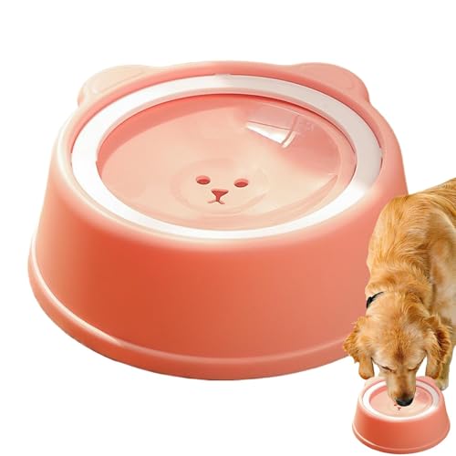 Spill-Proof Dog Water Bowl, Slow Drinking Feeder, No-Tip Pet Bowl, Non-Slip Base, Floating Disk Design for Dogs and Cats, for Home or -The-Go Hydration, 24 x 24 x 8,3 cm, Pink Gray von Iouyjiu