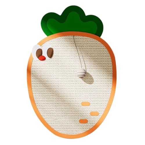 Wall Mounted Cat Scratcher, Wear Resistant Scratch Pad, Carrot Shaped Cat Scratcher, Indoor Sisal Scratching Post with Ball 59 x 16.93 x 0.16 inch for Cats, Kitten (1 Stück) von Iouyjiu