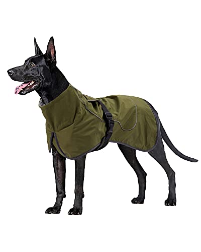 Hundemantel mit Fleecefutter Hunde-Regenmäntel mit reflektierendem Riemen, kaltes Wetter, Hundekleidung, wasserdicht, extra warm, winddicht, Hundejacke für kleine, mittelgroße Hunde, Grün, S von Ioxzaqo